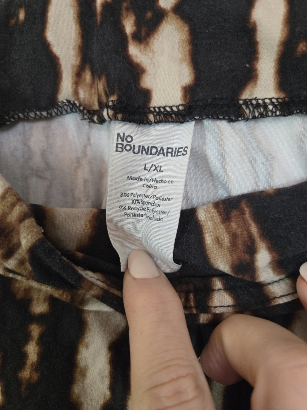 4/$15 Retro Hippie No Boundaries Black & Tan Tie-Dye Leggings Sz L/XL - Picture 6 of 6